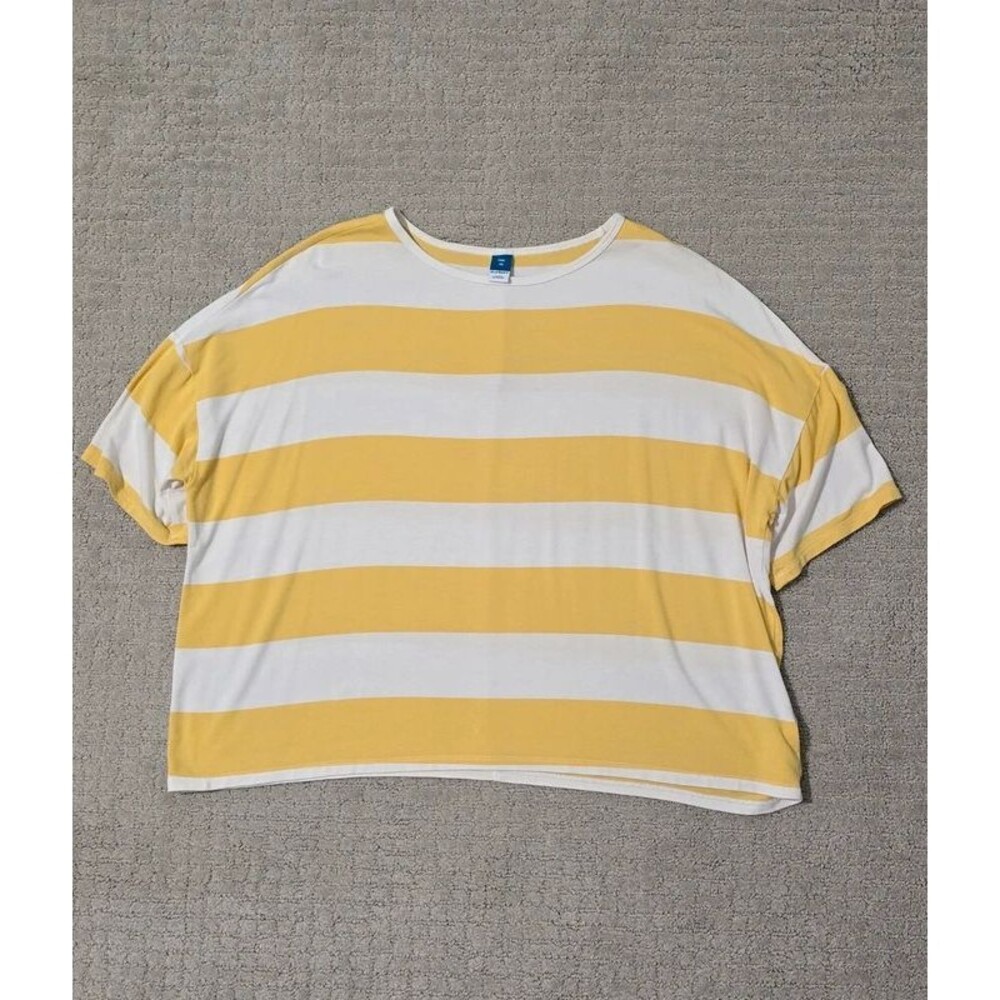 Old Navy Luxe oversized yellow striped tee, XS